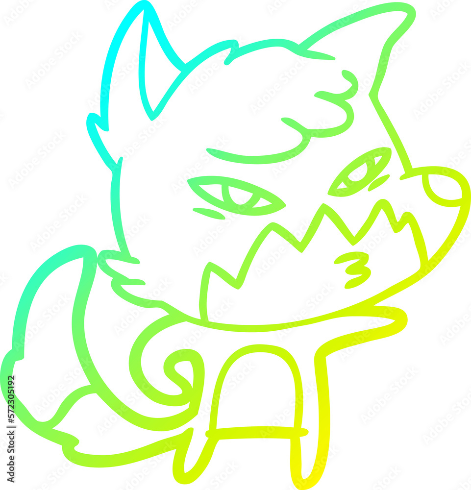 cold gradient line drawing clever cartoon fox cold gradient line drawing clever cartoon fox