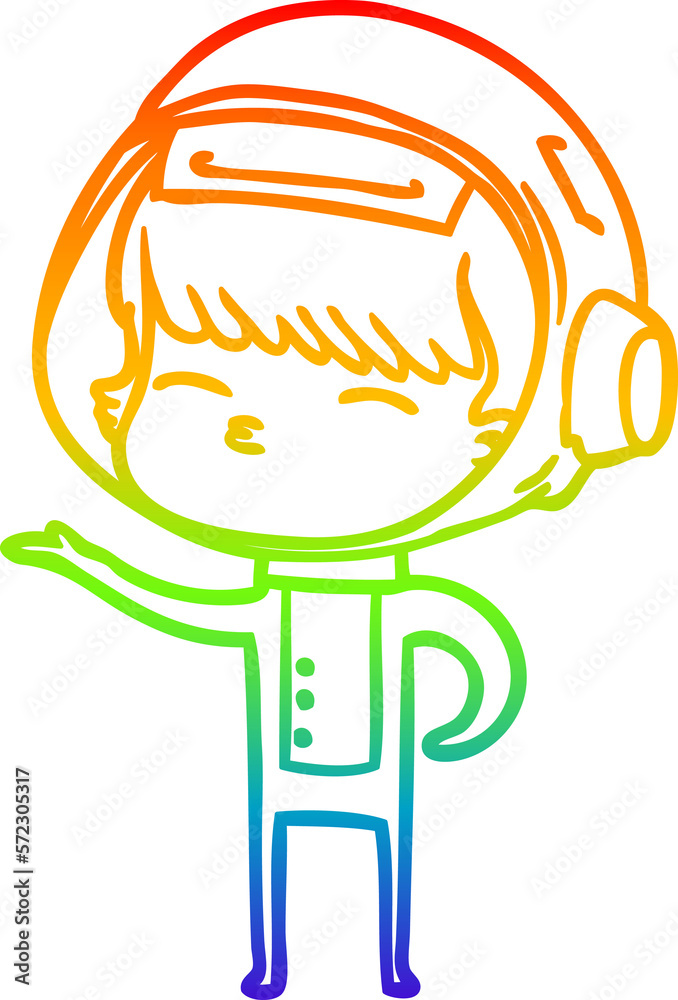 rainbow gradient line drawing cartoon curious astronaut rainbow gradient line drawing cartoon curious astronaut