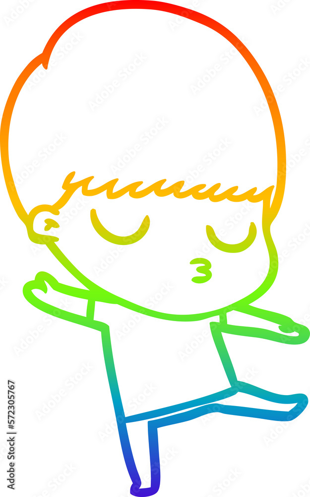 rainbow gradient line drawing cartoon calm boy