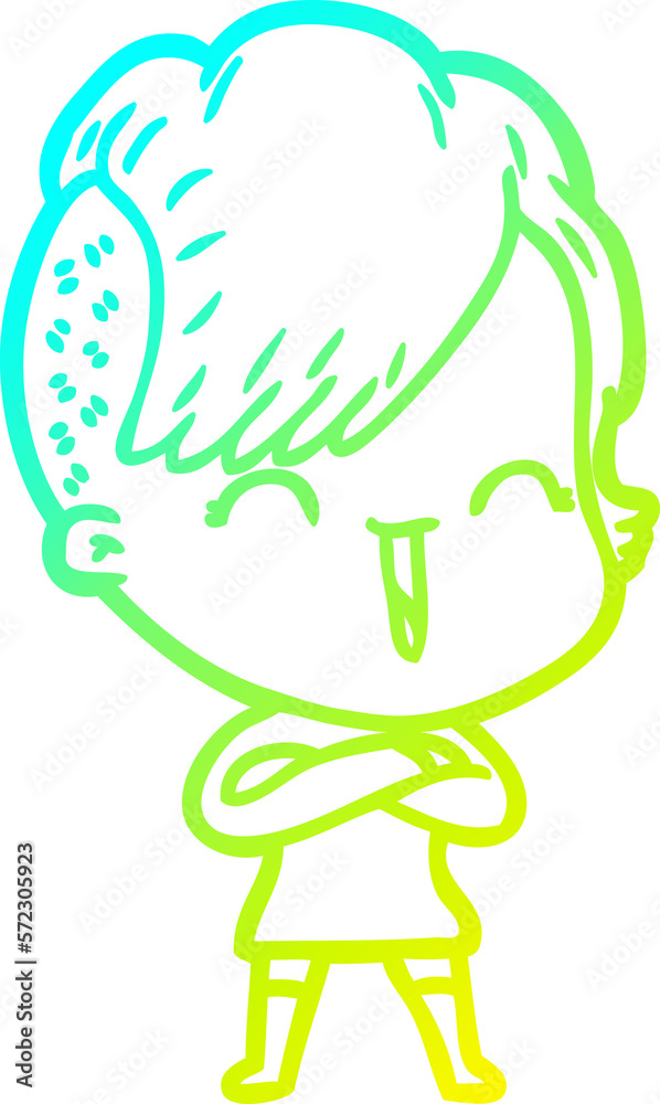 cold gradient line drawing cartoon happy hipster girl cold gradient line drawing cartoon happy hipster girl