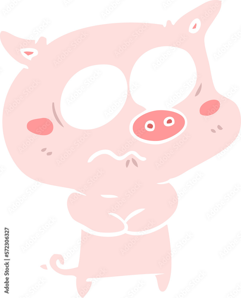 flat color style cartoon nervous pig flat color style cartoon nervous pig