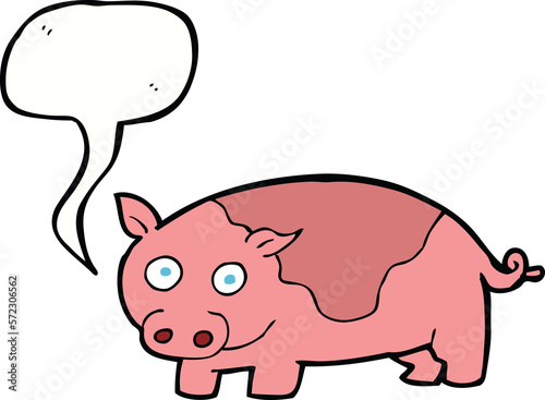 cartoon pig with speech bubble © lineartestpilot