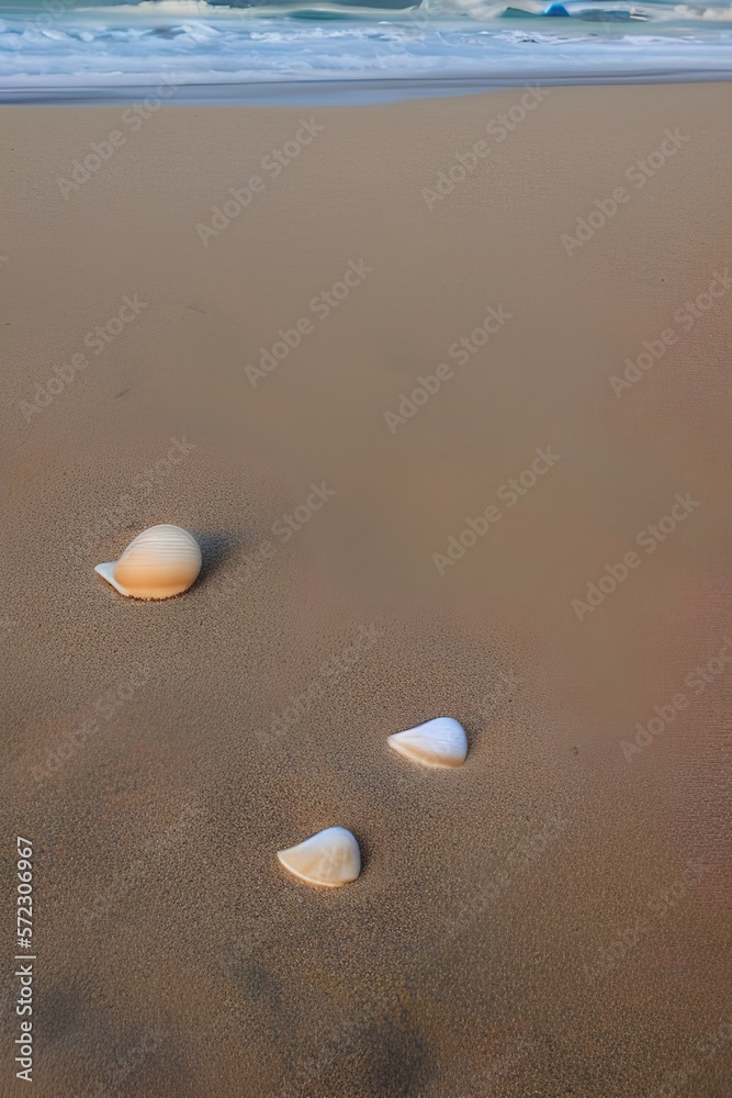 seashells on the sand beach - generative ai