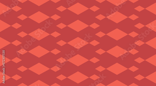 Red diamond pattern, rhomb carpet texture in top view. Seamless joker texture. Printing on fabric. Vector background