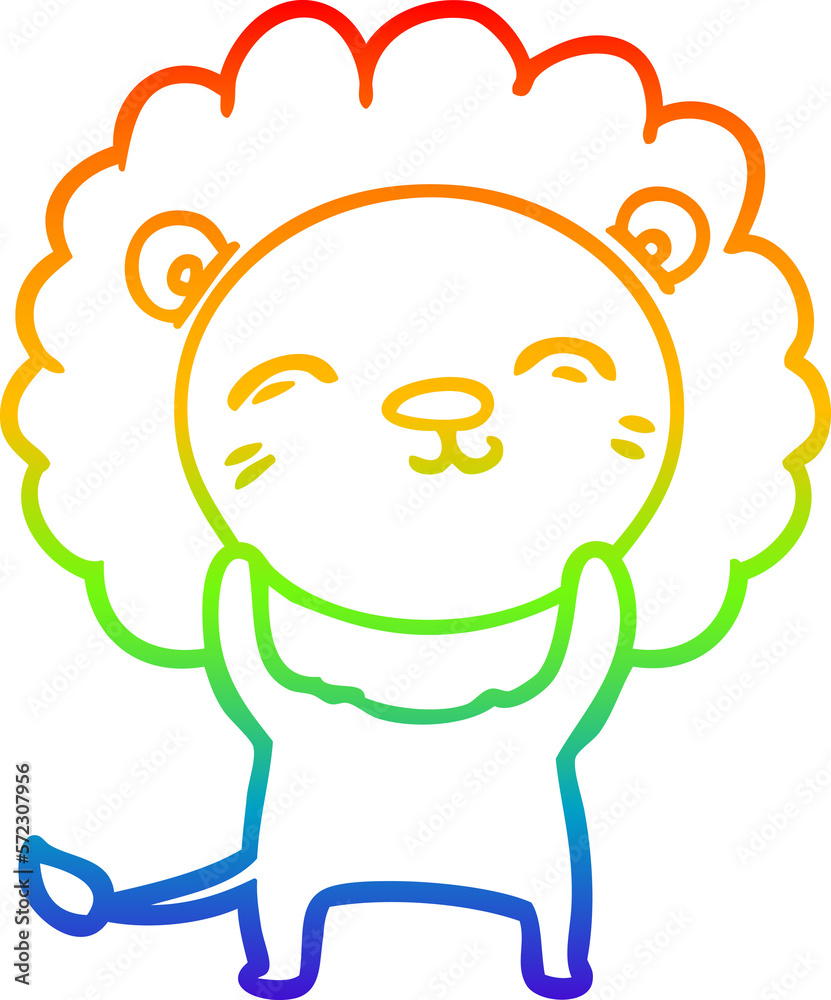 Obraz premium rainbow gradient line drawing cartoon lion