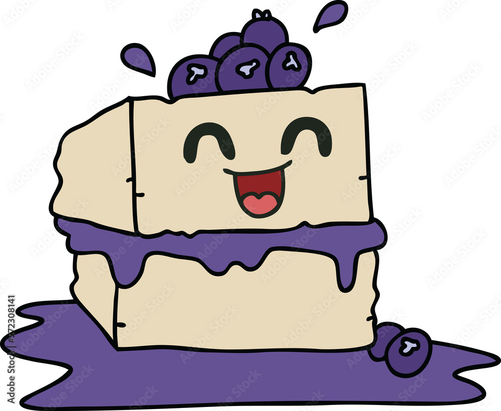 quirky hand drawn cartoon happy cake slice quirky hand drawn cartoon happy cake slice