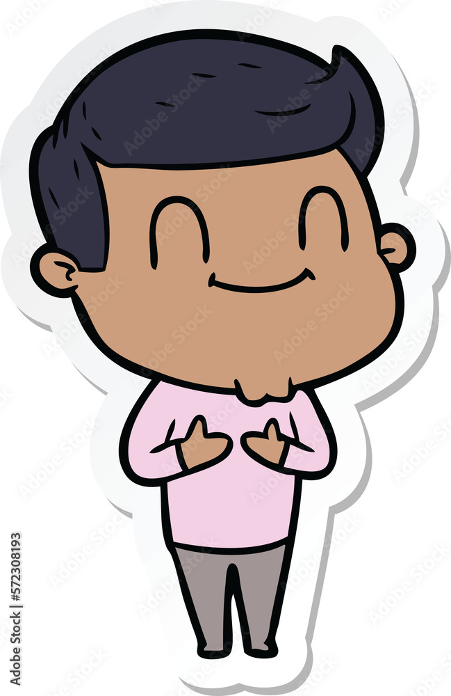 sticker of a cartoon friendly man sticker of a cartoon friendly man