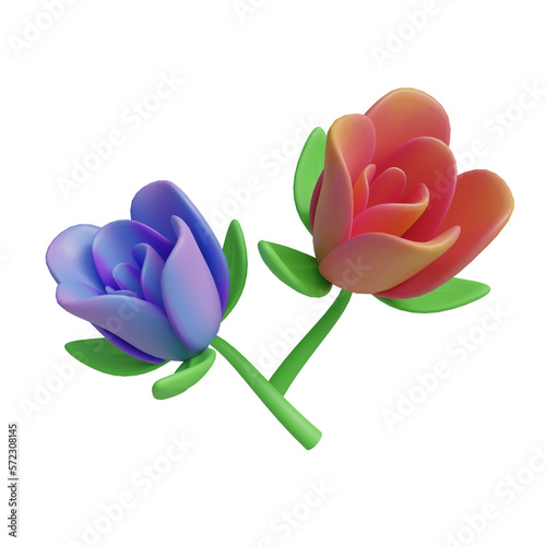 3D rendering. tulips on a white background.