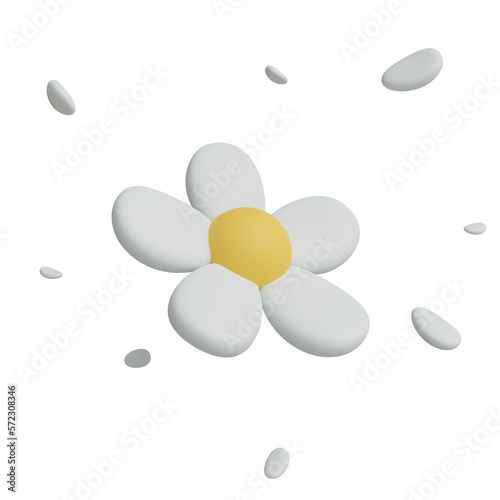 3D rendering. chamomile on a white background.