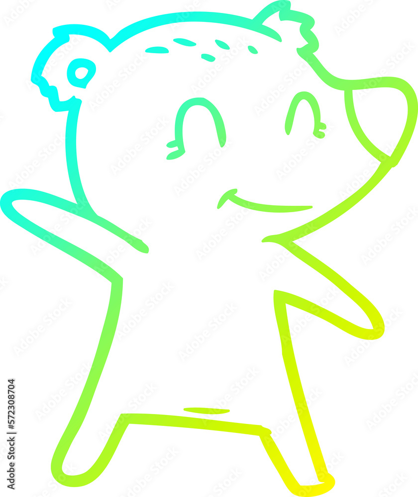 cold gradient line drawing smiling bear pointing cold gradient line drawing smiling bear pointing
