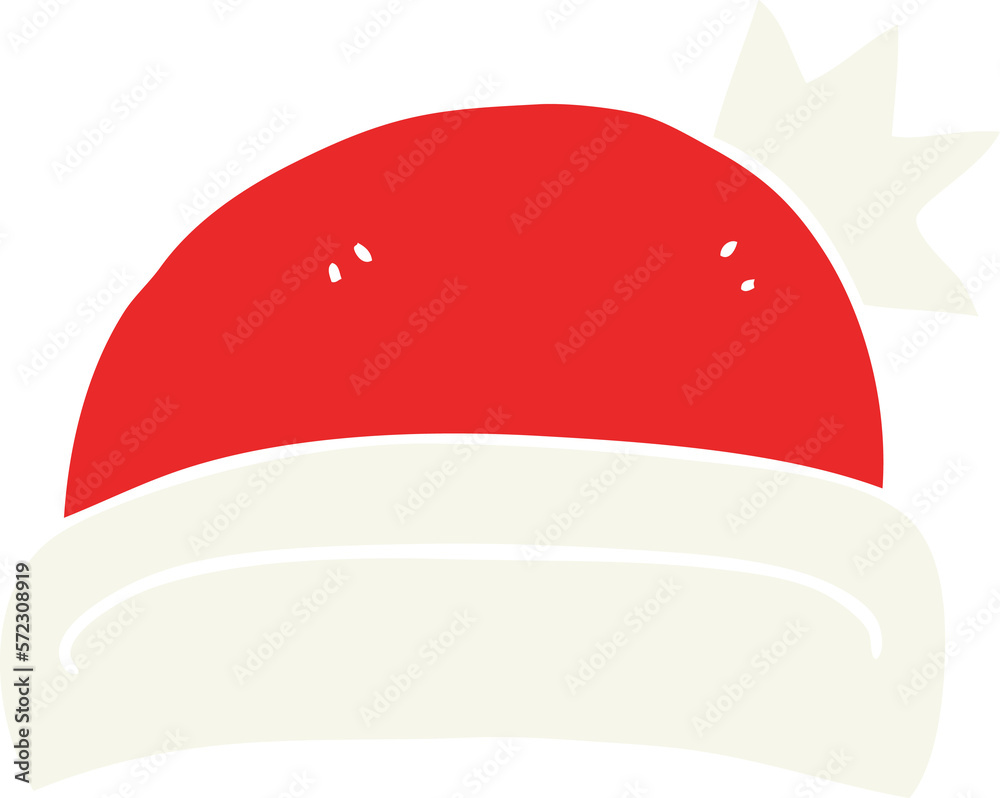 flat color illustration of a cartoon christmas hat flat color illustration of a cartoon christmas hat