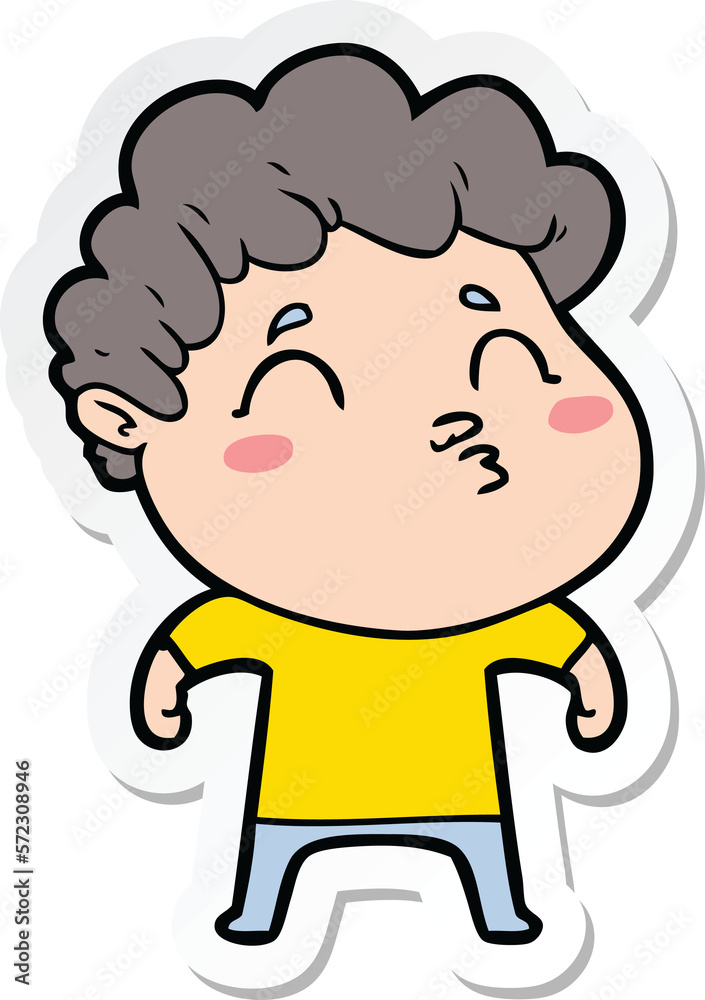 sticker of a cartoon man pouting sticker of a cartoon man pouting