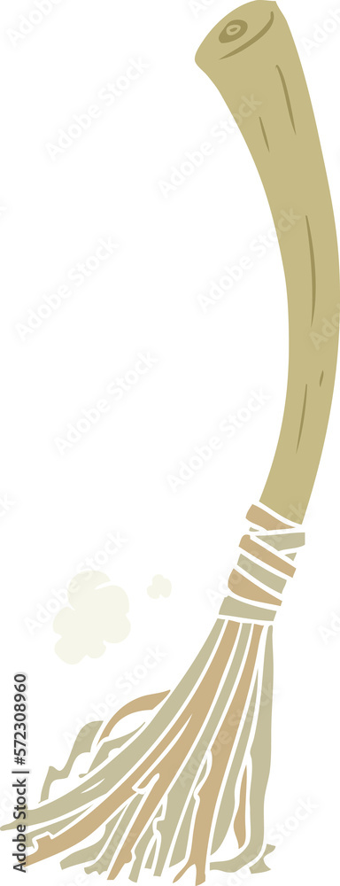 flat color style cartoon halloween witches broom flat color style cartoon halloween witches broom