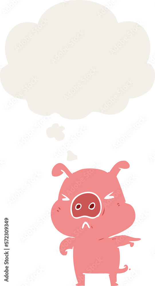 cartoon angry pig and thought bubble in retro style cartoon angry pig and thought bubble in retro style