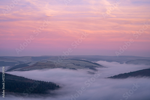 Bamford Edge sunrise cloud inversion in the Peak District National Park  UK.