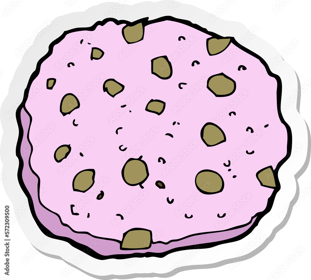 sticker of a pink cookie cartoon