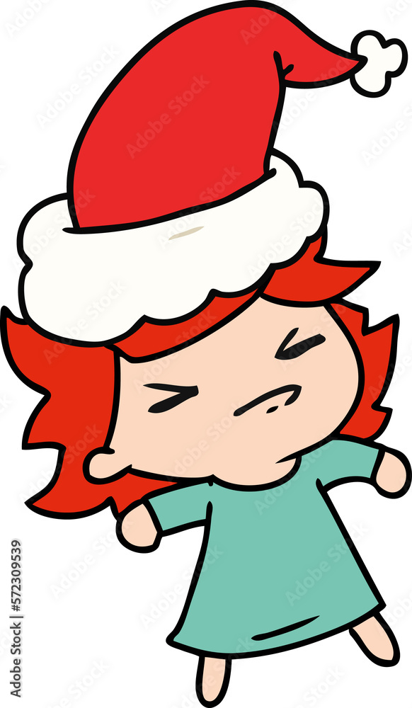 christmas cartoon of kawaii girl christmas cartoon of kawaii girl