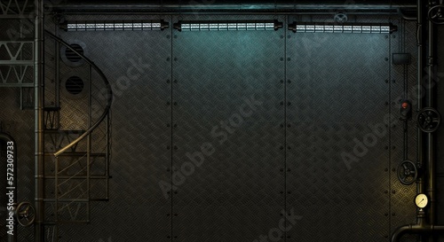 Wall ship made of metal dark panels