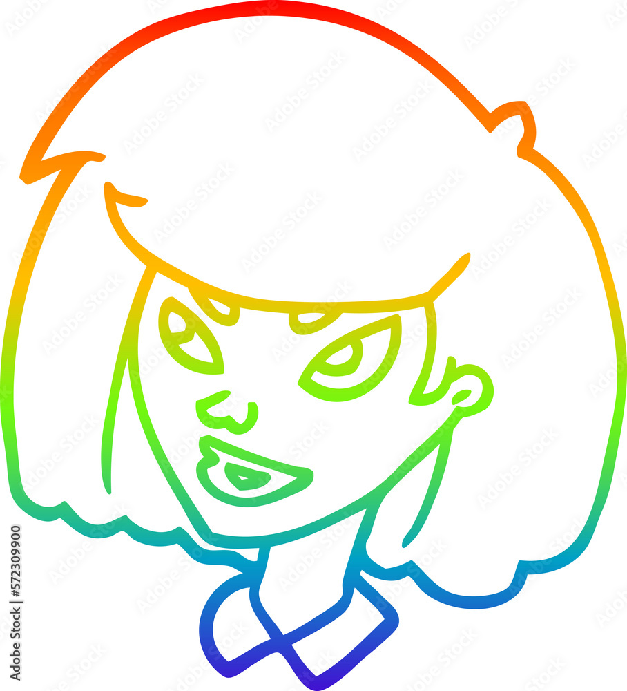 Obraz premium rainbow gradient line drawing cartoon face girl