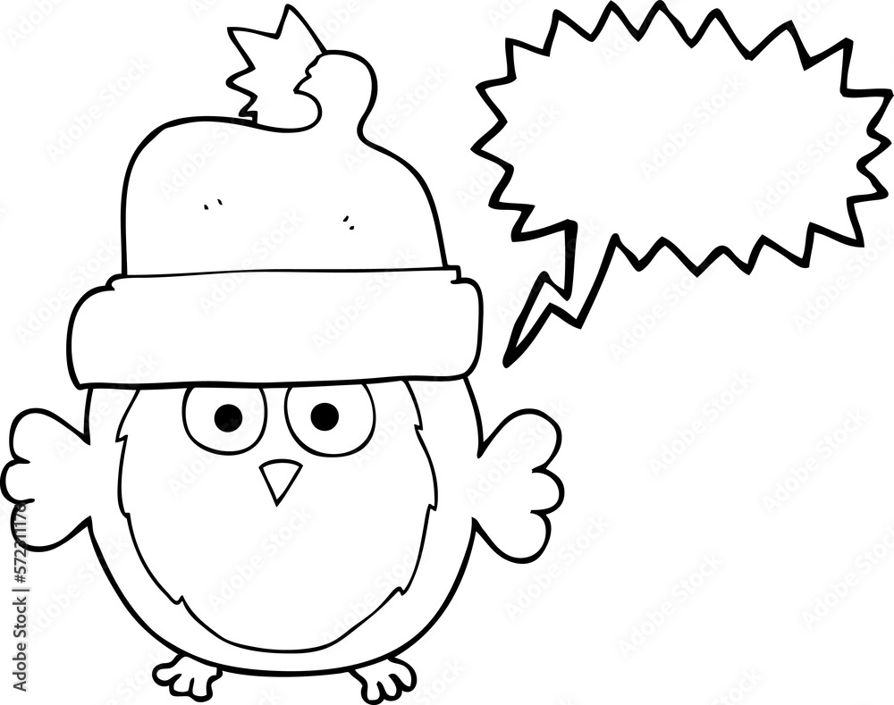speech bubble cartoon owl wearing christmas hat speech bubble cartoon owl wearing christmas hat