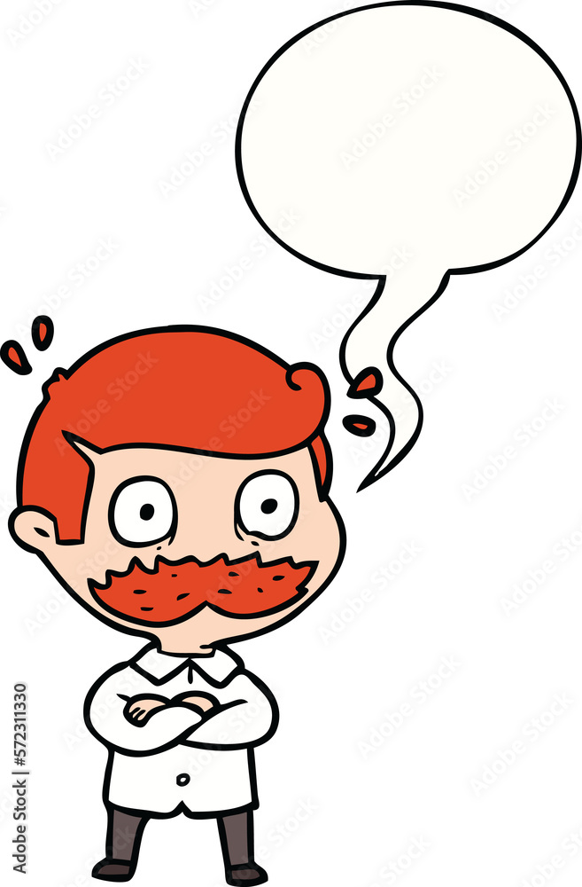cartoon man and mustache shocked and speech bubble cartoon man and mustache shocked and speech bubble