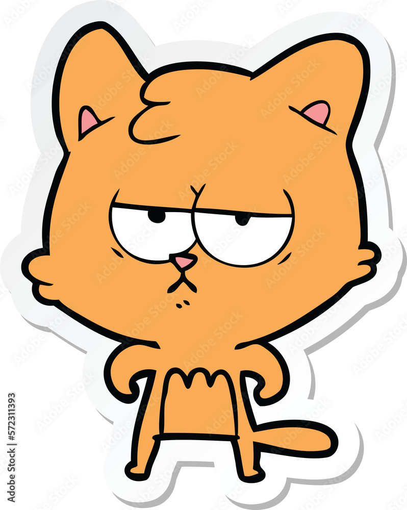 sticker of a bored cartoon cat sticker of a bored cartoon cat