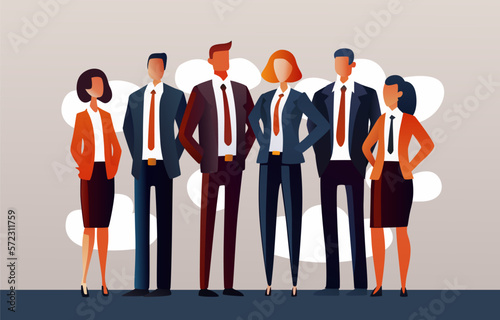 Business people group, boss leader, management team. Vector