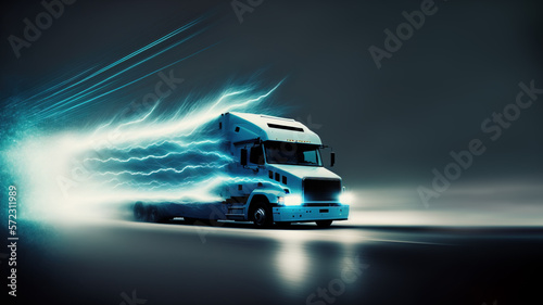 electric truck concept in motion blur, Generative AI illustration