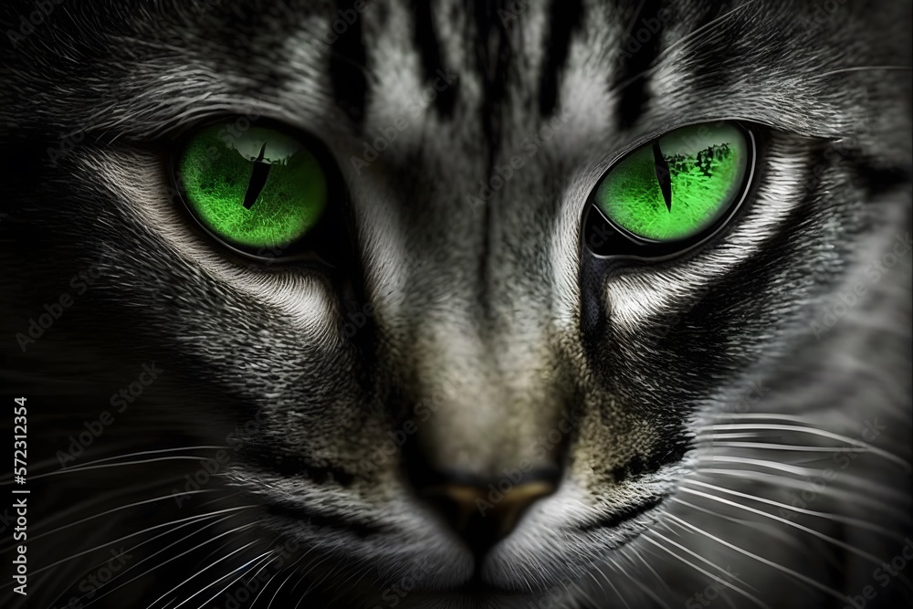 cat with green eyes created using AI Generative Technology
