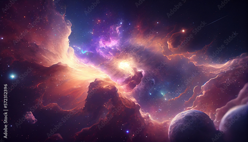 Fototapeta premium A Universe Filled with Stars, Nebula and Galaxy. Generative ai