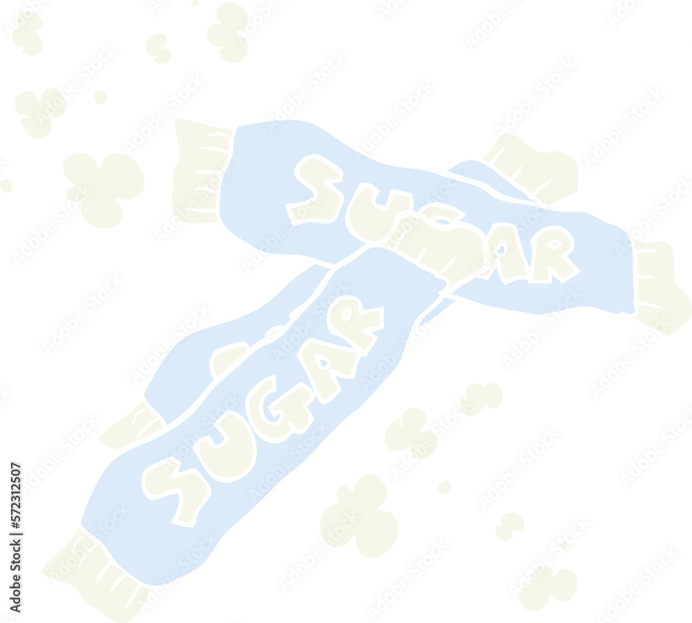 flat color illustration of a cartoon packets of sugar