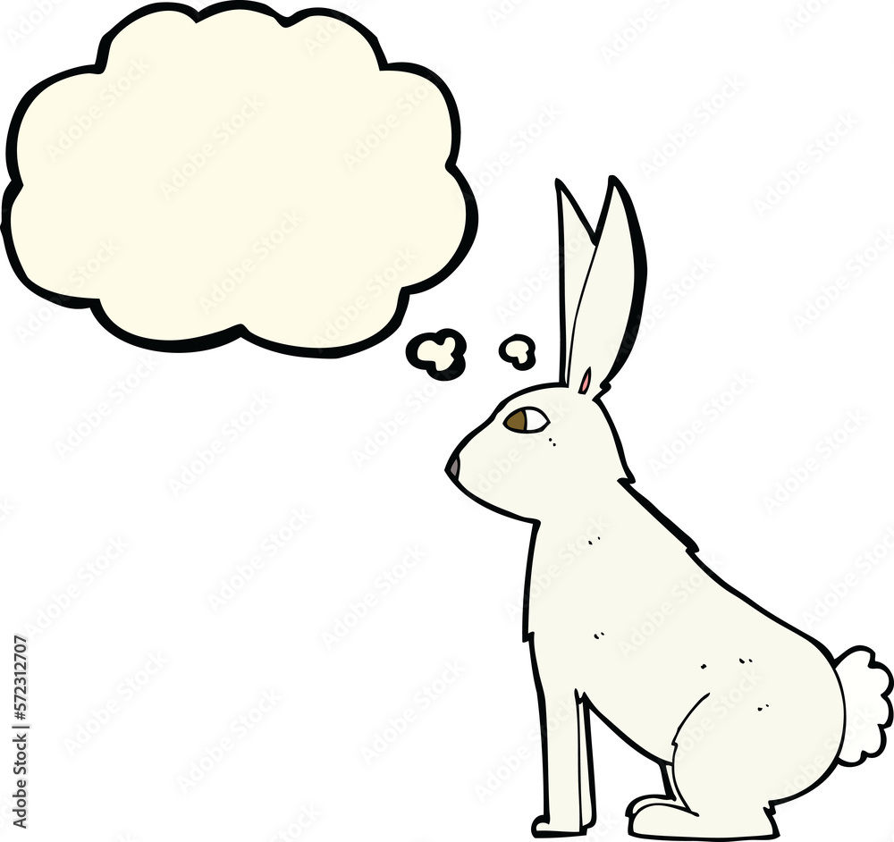cartoon rabbit with thought bubble cartoon rabbit with thought bubble