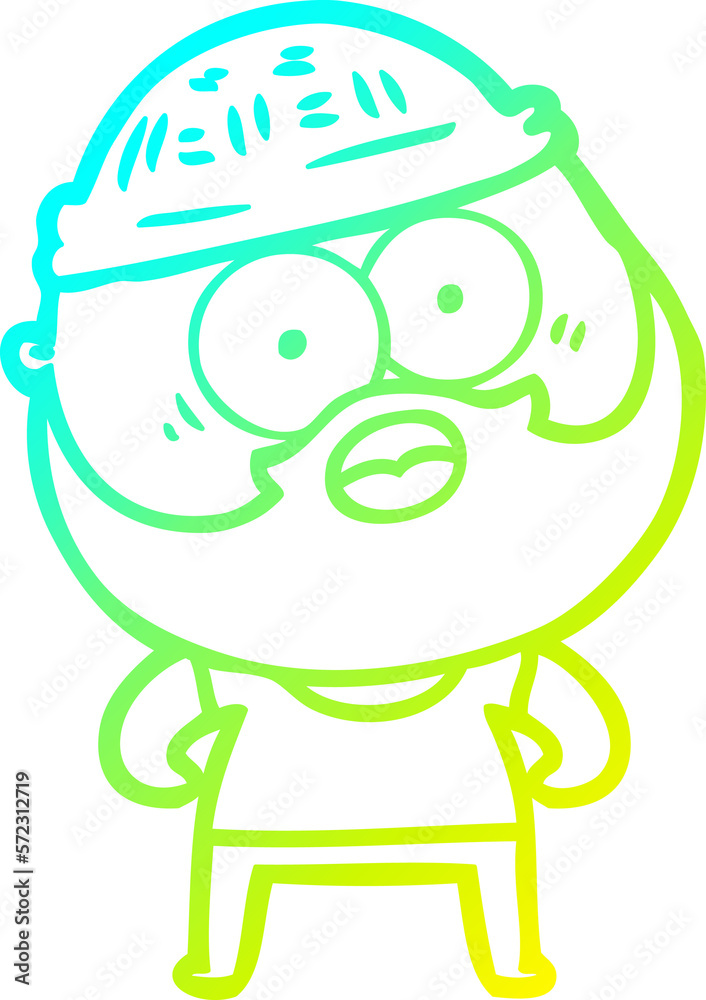 cold gradient line drawing cartoon bearded man cold gradient line drawing cartoon bearded man