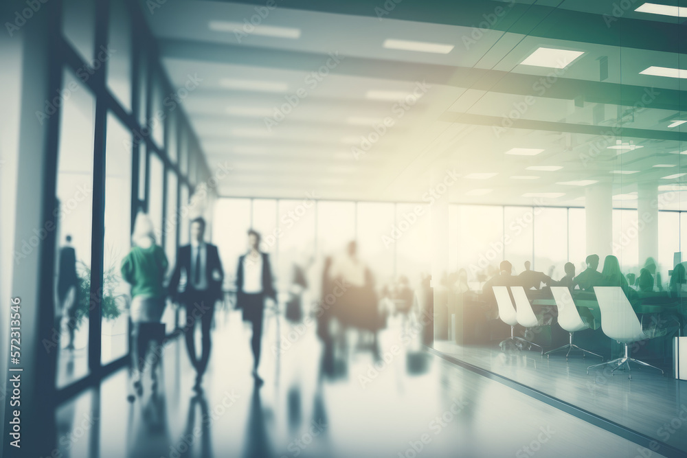 businessman walking in a long corridor with tile and concrete walls. The light is shining in the end. Cityscape foreground. 3d rendering mock up toned image double exposure Generative AI