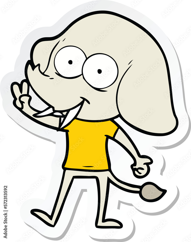 Naklejka premium sticker of a happy cartoon elephant