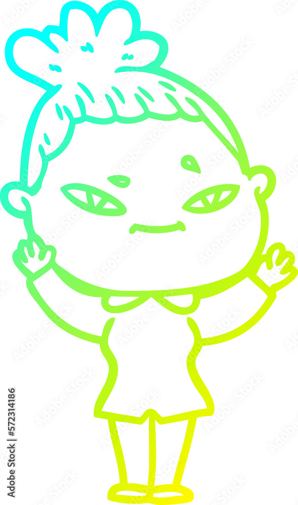 cold gradient line drawing cartoon woman cold gradient line drawing cartoon woman