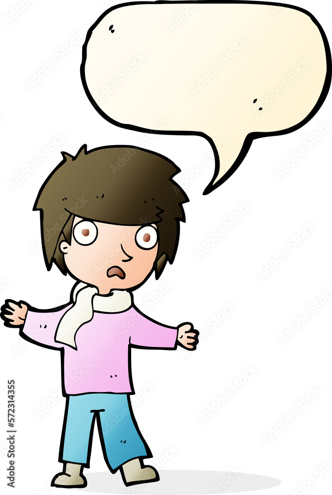 cartoon unhappy boy with speech bubble cartoon unhappy boy with speech bubble