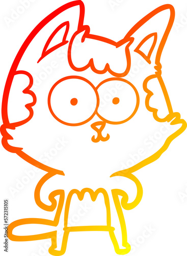 warm gradient line drawing happy cartoon cat