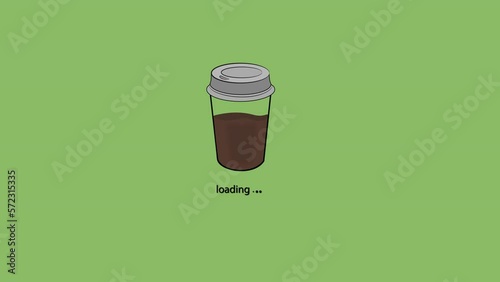 offee in a glass on the loading bar. A creative design representing idea, solutions, progress, creativity, motivation, success, energy, upload or download.