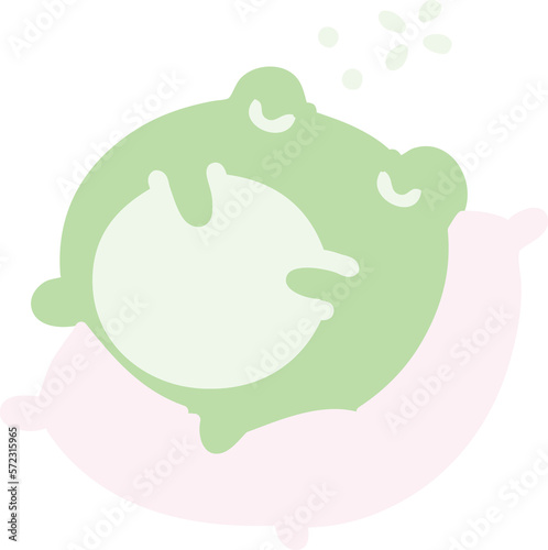 cute frog sleeping on a pillow