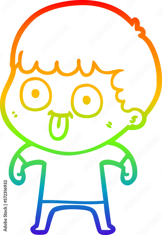 Obraz premium rainbow gradient line drawing cartoon man staring