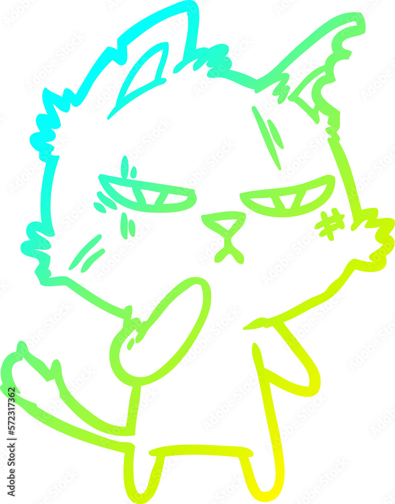 cold gradient line drawing tough cartoon cat cold gradient line drawing tough cartoon cat