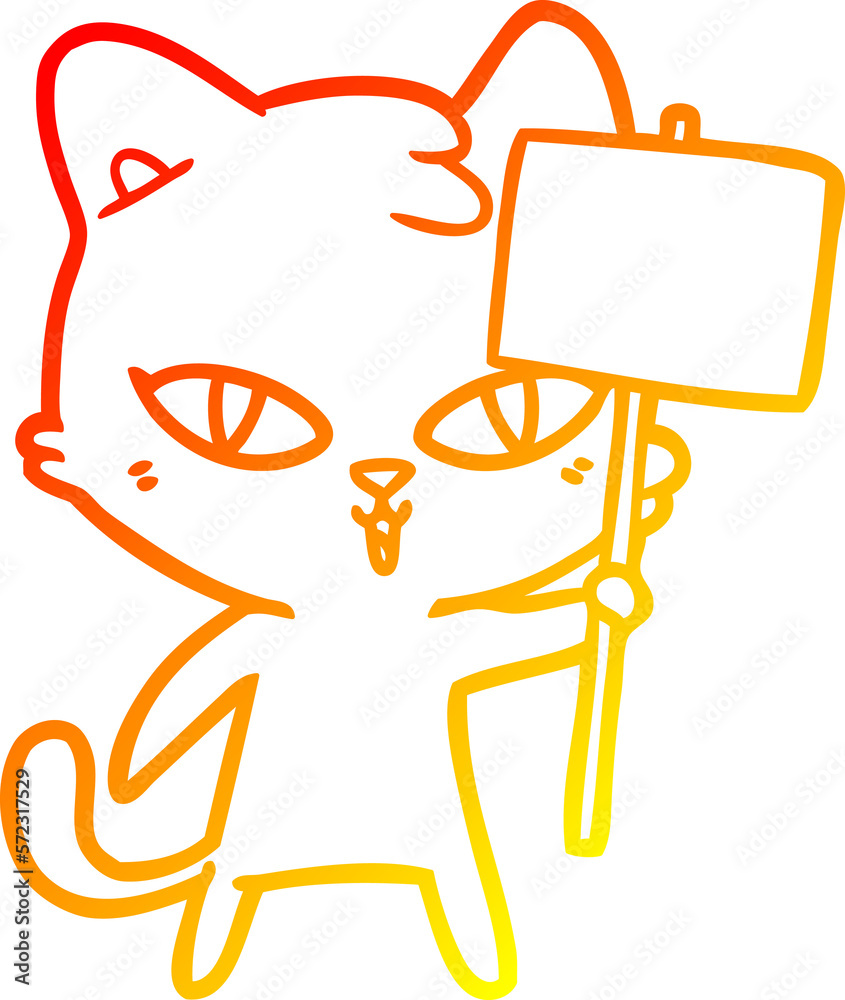warm gradient line drawing cartoon cat warm gradient line drawing cartoon cat