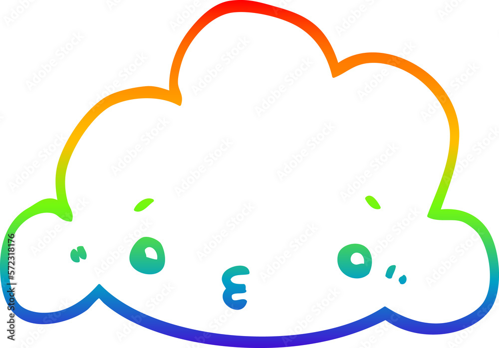 rainbow gradient line drawing cute cartoon cloud rainbow gradient line drawing cute cartoon cloud