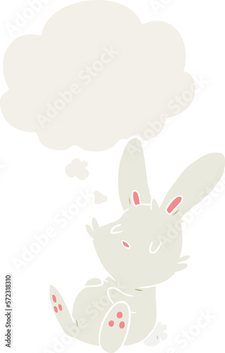 cartoon rabbit sleeping and thought bubble in retro style