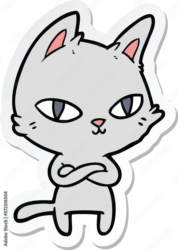 sticker of a cartoon cat staring