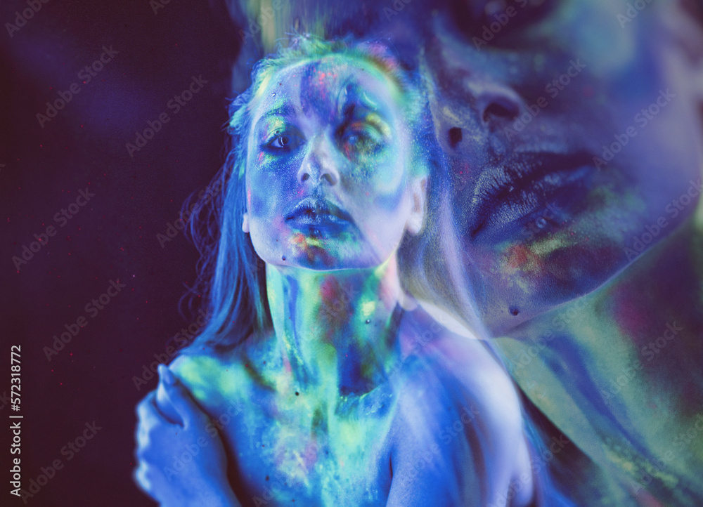 Studio portrait of a girl in blue