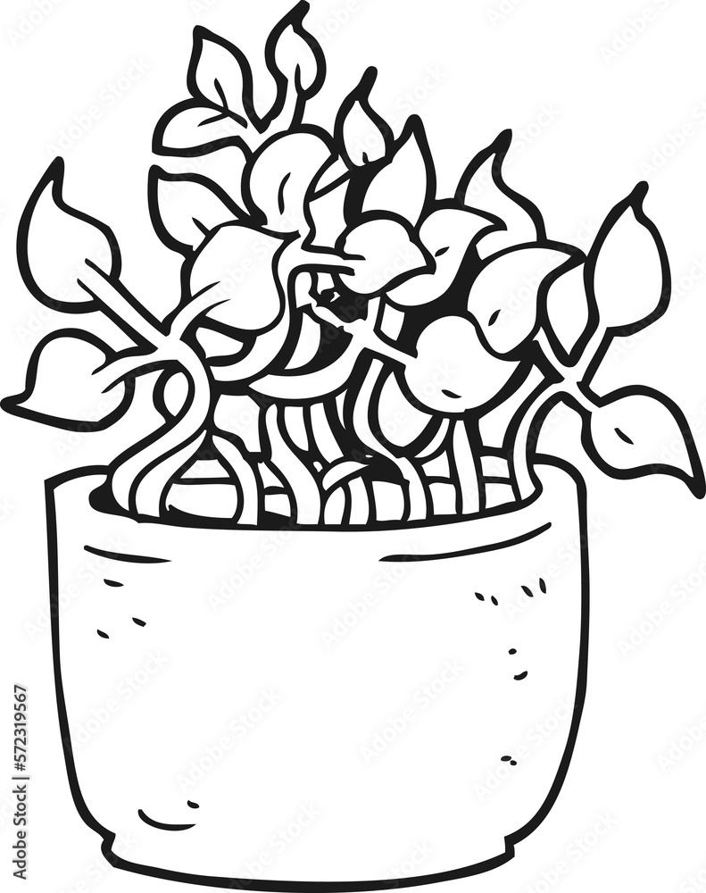 black and white cartoon house plant black and white cartoon house plant