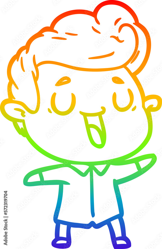 rainbow gradient line drawing happy cartoon man rainbow gradient line drawing happy cartoon man