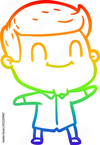 rainbow gradient line drawing cartoon friendly man